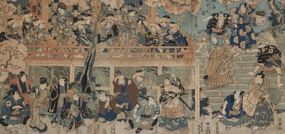 Kagamiyama-demonstrationen (träsnitt i färg monterat ombord) av Utagawa Kunisada III