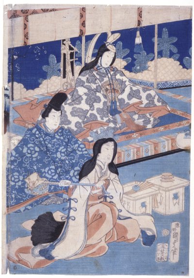 Välkomna våren med en samling av blommor (Hana Soroi Haru No Taimen) (träblock i färg) av Utagawa Kunisada II
