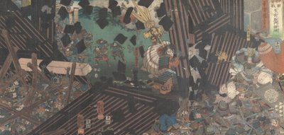 Album med femton triptyker av berömda slagscener, 1800-talet. av Utagawa Kuniyoshi