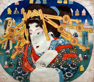 Courtesan-serien: Modern Three Hardships for Women (Tōsei sanpukutsui), ca 1833 av Utagawa Kuniyoshi