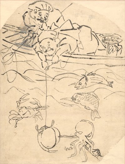 Daikoku och Ebisu, två av de sju lyckans gudar av Utagawa Kuniyoshi