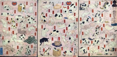 Femtiotre katter som ordvitsar för namnen på stationen på Tōkaidō Road (Sono mama jiguchi myōkaidō gojūsan biki), ca 1848 av Utagawa Kuniyoshi