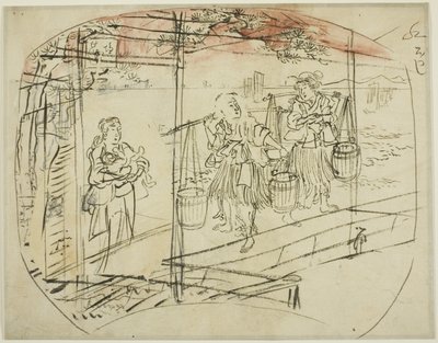 Samla saltvatten på stranden av Utagawa Kuniyoshi