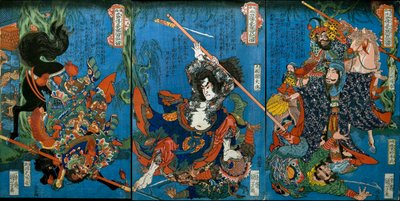Hakukaja Yōshun och Shinki Gunshi Shubu (höger) av Utagawa Kuniyoshi