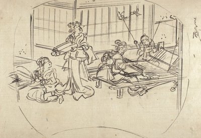 Hataori (vävning på vävstol) av Utagawa Kuniyoshi