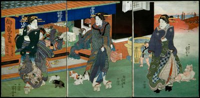 Framför Funabashiya Sweets Shop av Utagawa Kuniyoshi