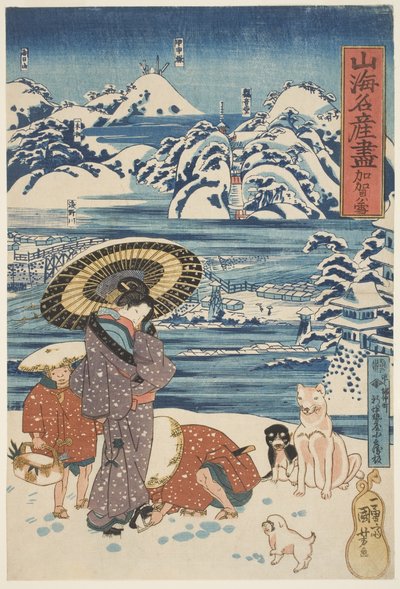 Kaga: Yuki, ca 1833 (träsnitt, bläck och färg på papper) av Utagawa Kuniyoshi