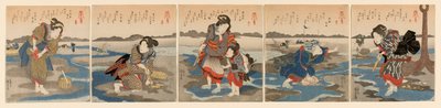 Low Tide at Susaki - A Set of Five (Shiohi goban no uchi) av Utagawa Kuniyoshi