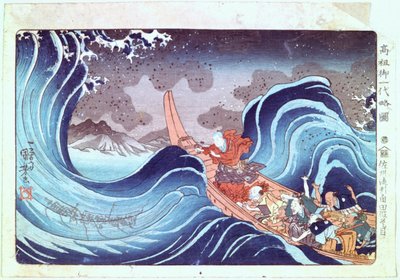 Nichiren Calming the Storm, 1800-talet av Utagawa Kuniyoshi