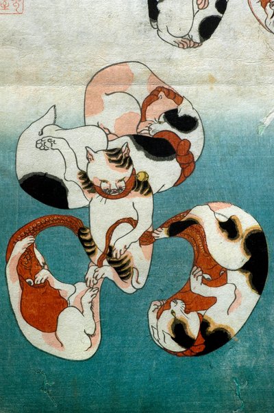 Octopus Series Katter som bildar skrivna karaktärer (Neko no ateji), ca 1842 av Utagawa Kuniyoshi