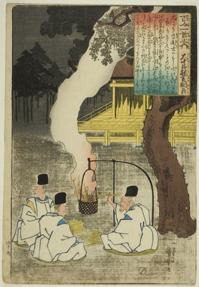 Onanatomi no Yoshinobu Ason, från serien "One Funded Poems by One Funded Poets (Hyakunin Isshu no Uchi)" av Utagawa Kuniyoshi