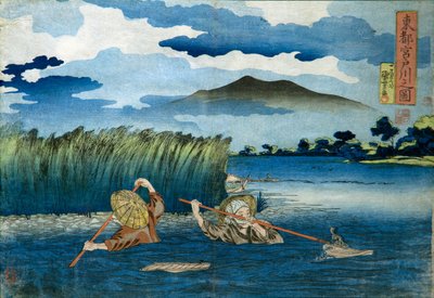 Bild på Miyatofloden av Utagawa Kuniyoshi