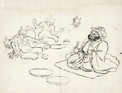 Skiss av demoner som underhåller helvetets kung av Utagawa Kuniyoshi
