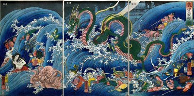 Tamatori-hime stjäl den heliga juvelen från drakpalatset (Ryūgū Tamatori-hime no zu) av Utagawa Kuniyoshi