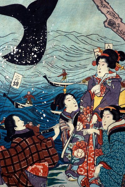 De sju kusternas blomstring med stor fisk (Nana ura tairyō hanjō no zu) av Utagawa Kuniyoshi