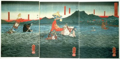 De rivaliserande generalerna som forsade Ujigawa, 1849 av Utagawa Kuniyoshi