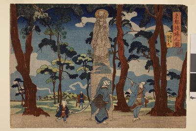 Statyn av Jizo nära färjan vid Hashiba i den östra huvudstaden, från serien Eastern Capital av Utagawa Kuniyoshi
