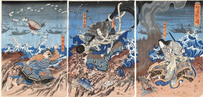 Straffet t ef Dan-no back Dannoura linjediagram, 1844. av Utagawa Kuniyoshi