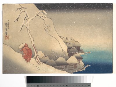 Resa i snöstorm av Utagawa Kuniyoshi