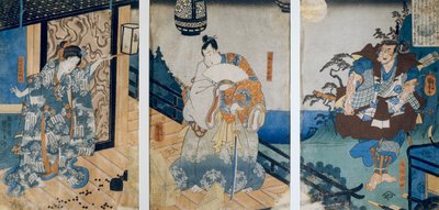Triptyk med Coxinga äventyr/Watonai av Hachiman Taro Yoshiie, av Utagawa Kuniyoshi av Utagawa Kuniyoshi