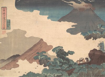 Utsikt över berget Asama från Usui-passet, ca. 1850. av Utagawa Kuniyoshi