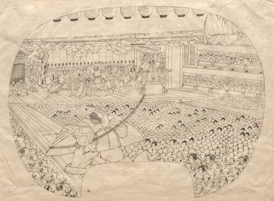 Interiör av Kabuki Theatre. av Utagawa Sadahide