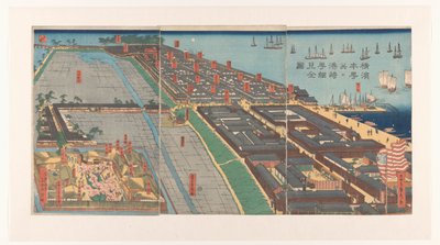 Översikt över Honcho-distriktet och Miyozaki-kvarteret i Yokohama av Utagawa Sadahide