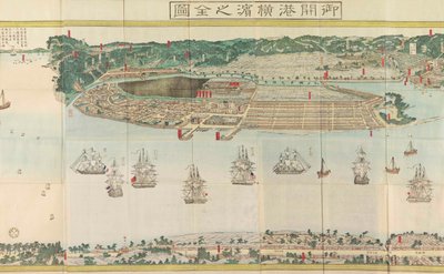 Panoramautsikt över Yokohama, ca 1860. av Utagawa Sadahide