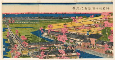 Panoramavy av Te P Wreathlete rs Member Yokohama, Kanagawa av Utagawa Sadahide