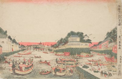 Uki-e: Sval bris under Eitai-bron i Fukagawa av Utagawa Toyoharu
