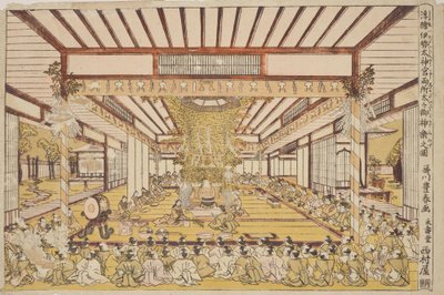 Högtidlig ceremoni i den stora salen / Uki-e Ise Daijingu Ryosho Daidai Mi-kagura no zu av Utagawa Toyoharu
