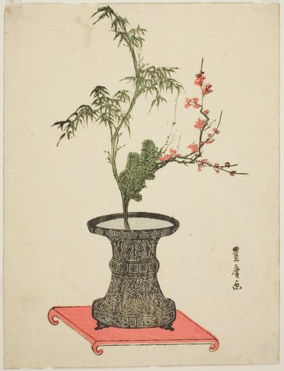 "Tre vänner" ikebana av Utagawa Toyohiro