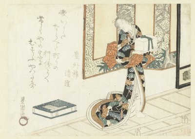 Kvinna som bär en trälåda av Utagawa Toyokuni (I)