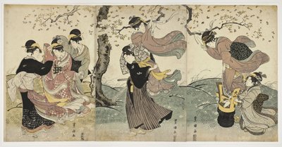 Blommor i vinden, ca. 1797-1800 av Utagawa Toyokuni