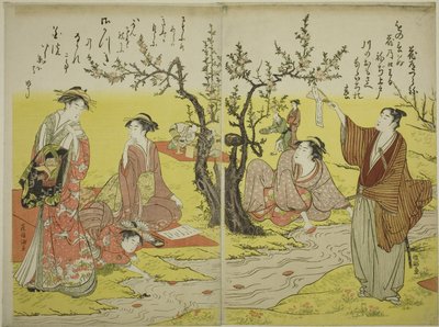 En fest i en vindlande ström (Kyokusui no en) av Utagawa Toyokuni I