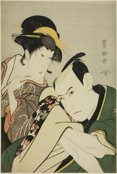 Ichikawa yaozoru tee road f Gen Takebes idé d firande Kiyota roh tee road and wave av Utagawa Toyokuni I