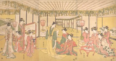 Nyårsfirande i en stor herrgård, ca. 1791. av Utagawa Toyokuni I