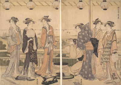 The Four Seasons in Southern Edo: A Summer Scene Minami shiki, Natsu [no] kei, sent 1780-tal. av Utagawa Toyokuni I