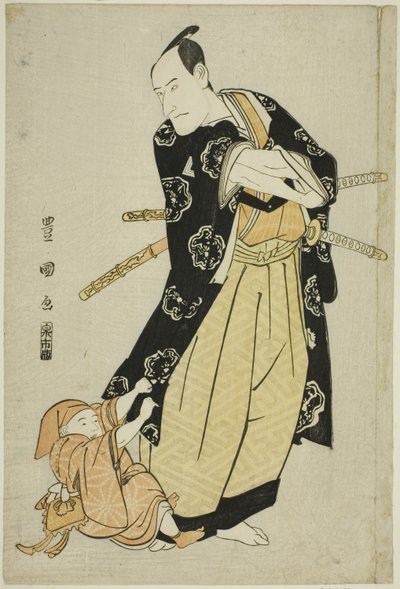 Skådespelaren Ichikawa Danjuro VI och en pojke av Utagawa Toyokuni I