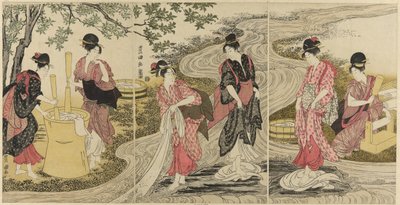 Tvättduk i en bäck av Utagawa Toyokuni I