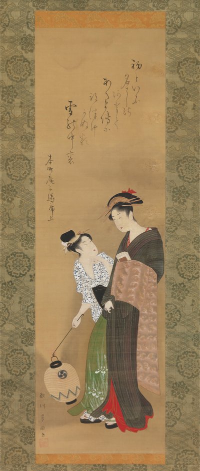 Kvinna och skötare, ca. 1795. av Utagawa Toyokuni I