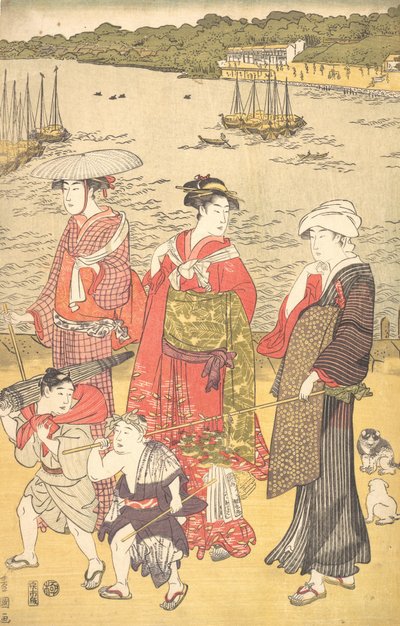 Kvinnor vid Takanawa Beach, ca. 1790-talet. av Utagawa Toyokuni I