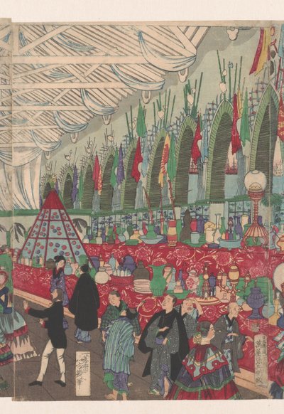 Ett blomstrande engelskt handelshus i Yokohama av Utagawa Yoshiiku
