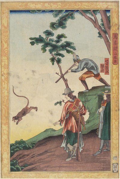 Jaktscen, januari 1861 av Utagawa Yoshiiku