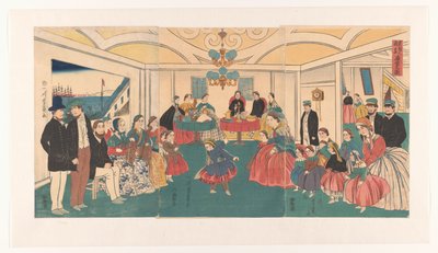 Utlänningar har roligt på en bankett Ikokujin shuen yuraku no zu (titel på objekt) av Utagawa Yoshikazu