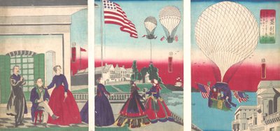 American Balloon Ascension Amerikakoku, 1867. av Utagawa Yoshitora