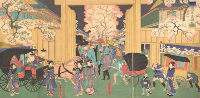 Körsbär på natten på New Shimabara, 1800-talet. av Utagawa Yoshitora