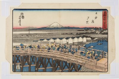 Nihonbashi: Sunset (Nihonbashi seki sh?) av Utagawa Yoshitora