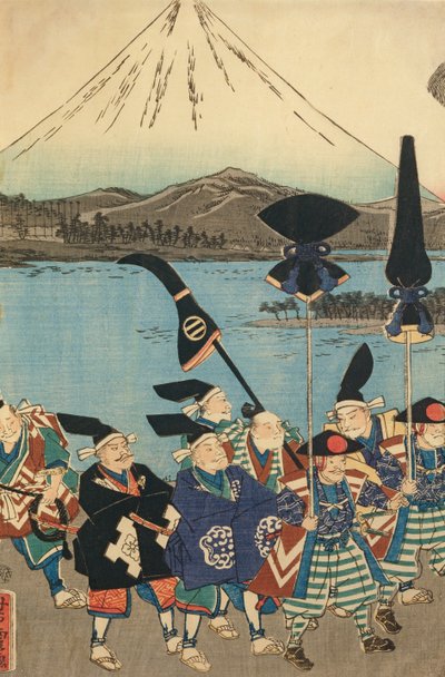 Daimyos följe före berget Fuji av Utagawa Yoshitora