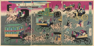 Jag är här med Tokyo Orai bil Zukushi av Utagawa Yoshitora